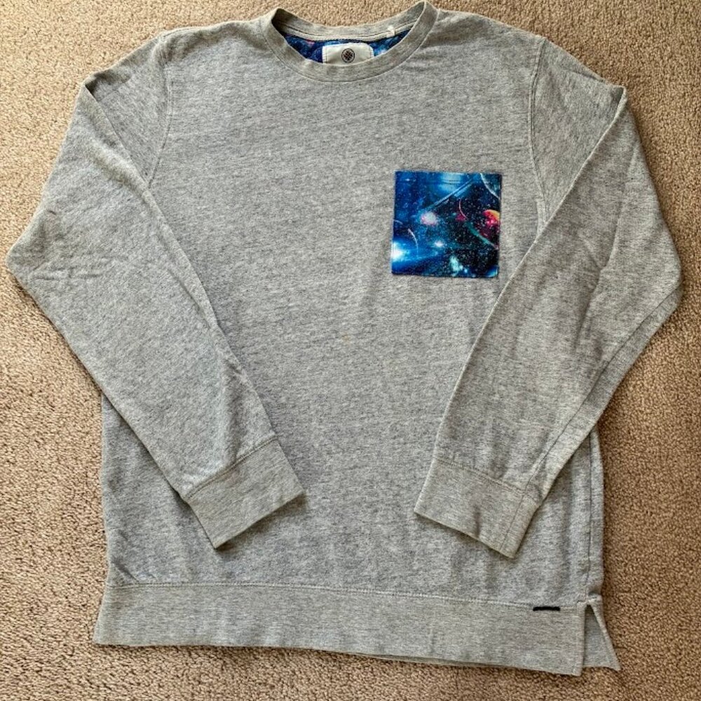 On The Byas Mens Long Sleeve Gray Space Shirt Size Medium